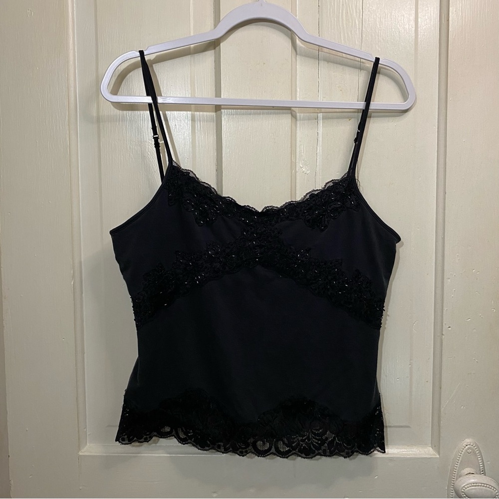 WD NY | WD NY Black Cami with Lace and Bead Details